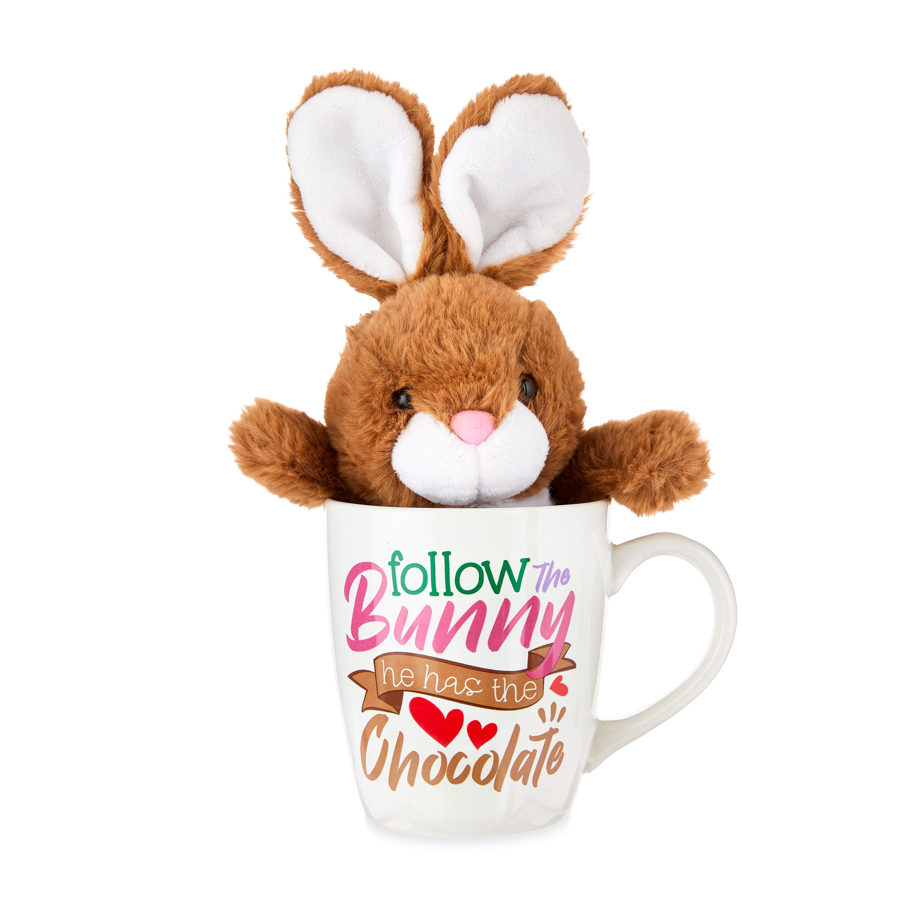 "Way to Celebrate! Easter Plush in Mug, Brown Bunny"
