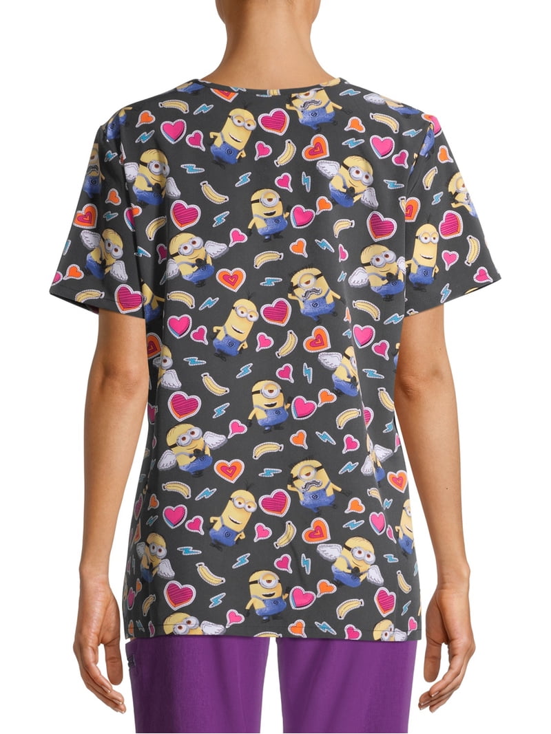 Scrubstar Minions women's V-Neck Print Scrub Top - Polyester