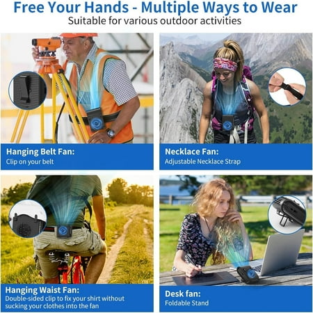 

Convenient Portable Rechargeable Mini Waist Clip Fan with Long-lasting 8000mAh Battery for 24H Working Time - Personal Hands-Free Hanging Neck Fan with 3 Speeds Ideal Wearable Body Belt