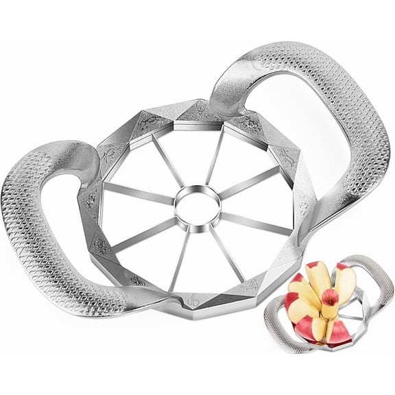 Apple Slicer,12-Slices Stainless Steel Cutter，Heavy Duty Stainless Steel Apple Cutter and Divider， Anti-slip Handle，Gifts for Mom， Easy to Use.