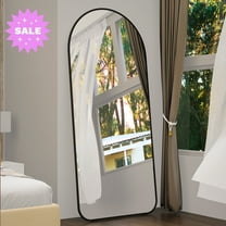 GZXS 71" x 32" Arched Full-Length Mirror, Oversized Black Metal Framed Lean Against Wall Standing Mirror for Bedroom, Living Room, Dressing Area