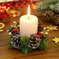 thumbnail image 3 of Wzzjkit Christmas Candle Ring Christmas Wreath with Red Berry Christmas Decorations Hanging Garland for Kitchen Cabinet Christmas Table Centerpiece, 3 of 7