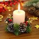 thumbnail image 1 of Guirnalda de Navidad con vela blanca y roja | Corona de pinos, piñas, ramas verdes, decorativa para centro de mesa | Decoración festiva duradera, 1 of 6