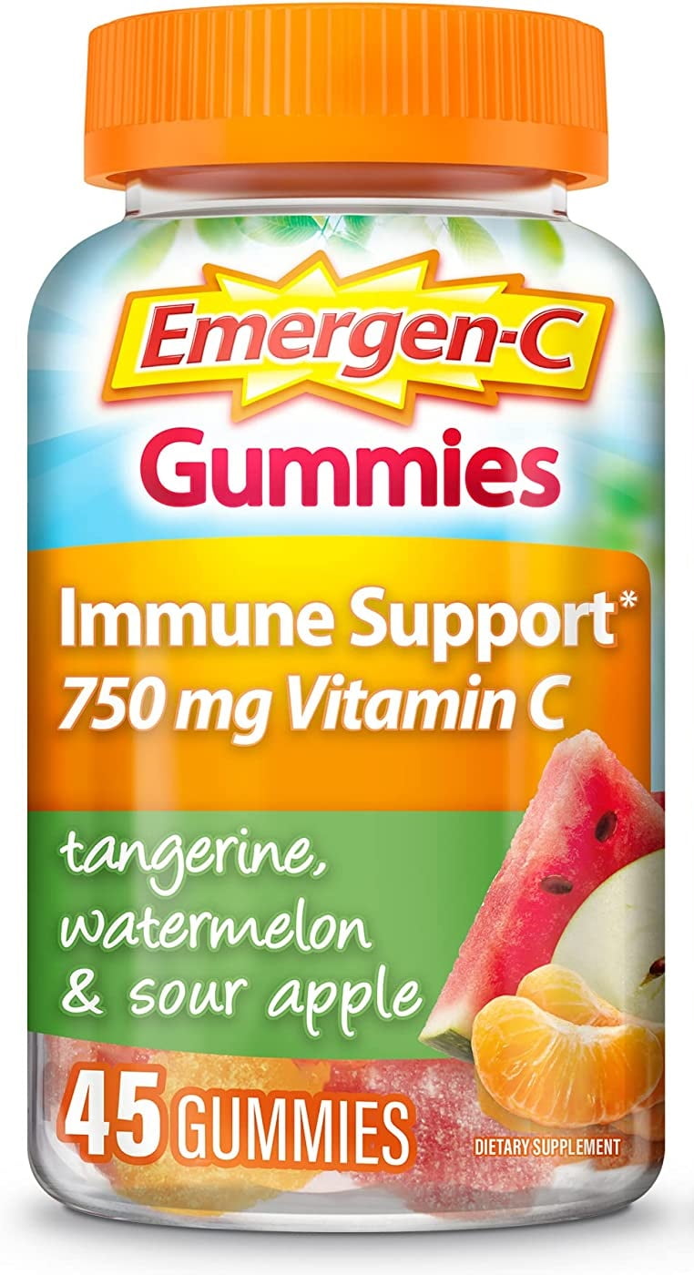 EmergenC Vitamin C Gummies Tangerine, Watermelon and Sour Apple Flavor