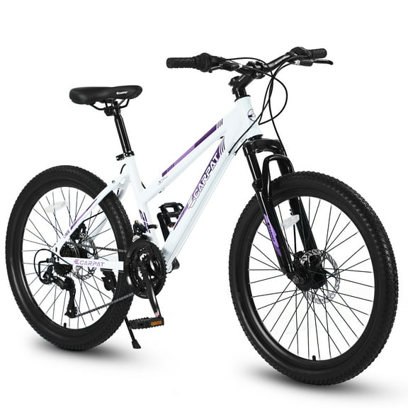 Aukfa 24" Cruiser Bike for Women Girls Ladies,Commuter Bike Shimano 6 Speed Bicycle Hybrid Bikes,White