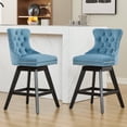 thumbnail image 2 of Tcbosik Swivel Bar Stools Set of 2, Mid-Century Modern Velvet Upholstered Bar Chair with Button Tufted Back, Counter Height Stool with Wood Legs for Kitchen Island, Dining Room, Light Blue, 2 of 11