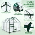 thumbnail image 6 of EAGLE PEAK 6x8 Outdoor Patio Walk-in Greenhouse, Polycarbonate Aluminum Greenhouse with Adjustable Roof Vent, Base and Anchor, Dark Green, 6 of 9