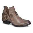 thumbnail image 2 of GC Shoes Womens Buckle Wrap V Cut Booties, Low Heel PU Leather Ankle Boots for Women, Slip On Bootie Heels, Taupe/Size 6, 2 of 6