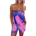 thumbnail image 2 of Black and Friday Deals 2023 Womens Clothes Clearance asdoklhq Womens Plus Capris,Women's Casual Tie-dye Printing Short Playsuit Loose Lady Tube Top Jumpsuit, 2 of 5
