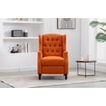 thumbnail image 2 of Arm Pushing Recliner Chair, Modern Button Tufted Wingback Manual Push Back Recliner Chair with Wood Leg & Side Pocket, Upholstered Living Room Chair Single Reclining Sofa Home Theater Seating, Orange, 2 of 7