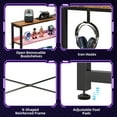 thumbnail image 3 of Casacomoda 53 Inch L Shaped Desk with LED Light & Power Outlet, Reversible L Shaped Computer Table with Shelf & Hook for Home Office, Vintage, 3 of 9