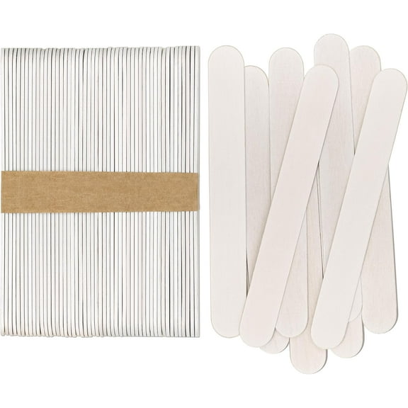 CraftySticks- 100 Pack 6 Inch White Painted Wood Craft Sticks, Jumbo Popsicle Sticks for Crafts, Learning and STEM Basics