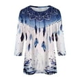 thumbnail image 4 of 3/4 Length Sleeve Womens Tops Casual Loose Fit Crewneck T Shirts Cute Floral print Three Quarter Length Tunic Tops, 4 of 6