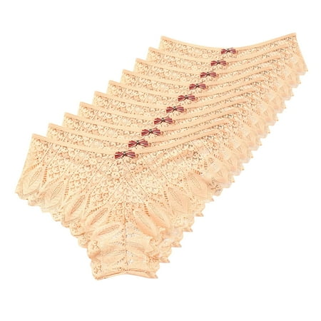 Blphud Female Panties Clearance High Waist Bikini Underwear Women Panties for Women Crochet Lace Lace Up Panty Sexy Hollow Out Underwear Scrub Pants Large Elastic Waist Khaki XL