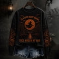 thumbnail image 2 of Women's Salem Broom Company Printed Sweatshirt Halloween Salem 1692 Spooky Season Shirts Crewneck Hocus Pocus Pullover Tops Complexion XL, 2 of 4