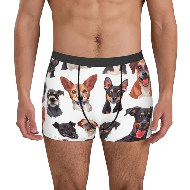 Fotbe Happy Dog Faces Collage Calzoncillos Tipo Boxer con Bolsa de Soporte Total para Hombre, X-Temp Fresco, Transpirable y de Secado Rápido-Large