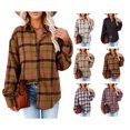 thumbnail image 4 of Blusa a cuadros para mujer, con botones, manga larga, holgada, para otoño e invierno, camisa a cuadros para mujer, blusa para fiesta de trabajo diaria, 4 of 6