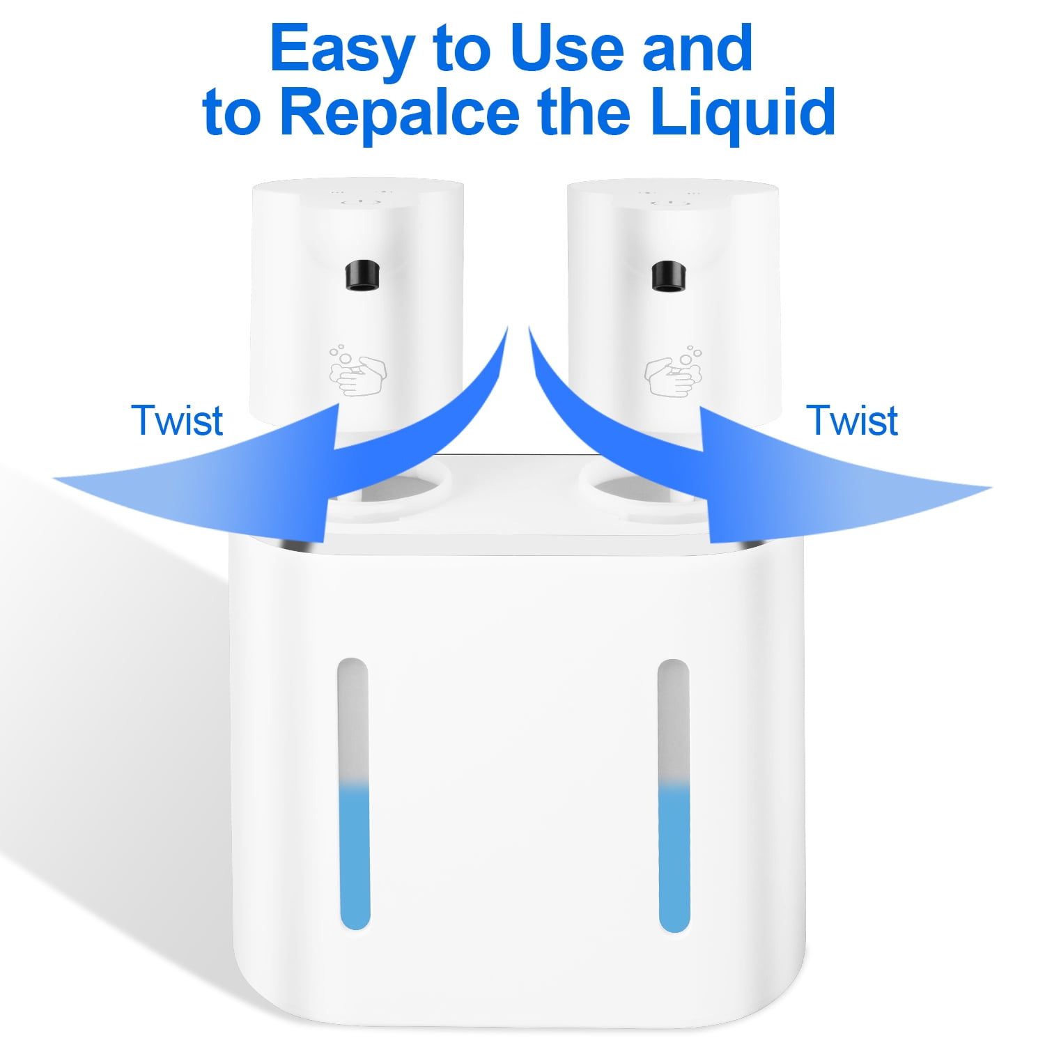 Automatic Soap Dispenser Touchless Wall Mounted,AILKIN 27oz/800ml 4 Gears Adjustable Waterproof Rechargeable Dual Head Foaming Dish Foam Soap Dispenser for Bathroom,Countertop,Sink,Kitchen（Foam)