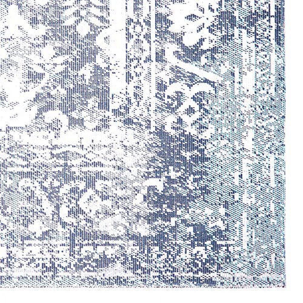 Nicole Miller New York Patio Sofia Ivy Transitional Distressed Indoor/Outdoor Area Rug, Navy Blue/Ivory, 5'2"x7'2"