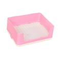 thumbnail image 2 of Caja de arena para gatos, inodoro para mascotas, fácil de limpiar con rejilla, bandeja de inodoro para orinar, caja de inodoro esquinera para Chinchil rosa, 2 of 8