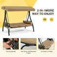 thumbnail image 4 of Homrest Outdoor Porch Swing with Adjustable Canopy, Steel Frame, and Brown Cushions, 4 of 10