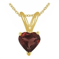 Aonejewelry 0.25Ct Heart Garnet Pendant in 14k Yellow Gold