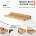 thumbnail image 5 of Floating Picture Ledge Shelves for Wall Set of 8, 16 Inch Wall Shelves with Lip Long Large Nursery Book Shelf for Toys Storage Kids Bookshelf Wall Mounted Living Room Bedroom Decor Frames, 5 of 14