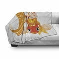 thumbnail image 2 of Underwater Soft Flannel Fleece Throw Blanket, Princess Mermaid Riding on Goldfish Swimming Animals Happy, Cozy Plush for Indoor and Outdoor Use, 50" x 70", Orange Marigold White, by Ambesonne, 2 of 5