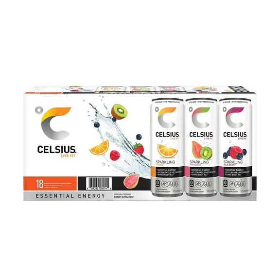 Celsius Sparkling Energy Drink, Variety Pack, 12 Fluid Ounce (18 Count)