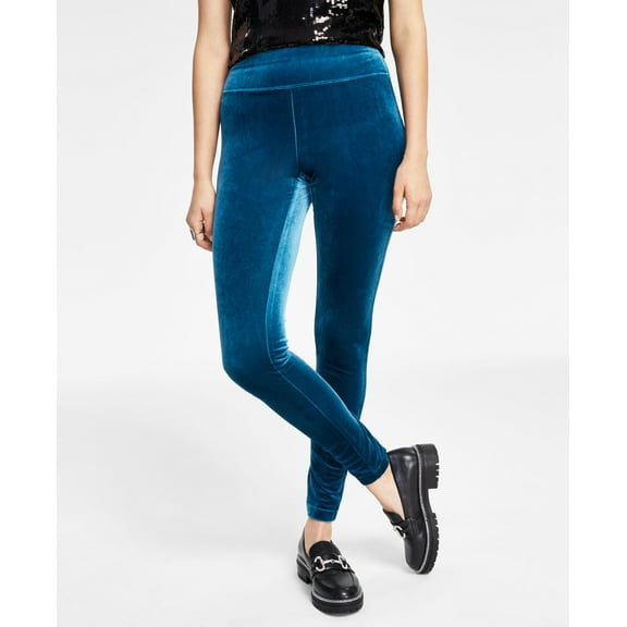 International Concepts Womens Velvet Non Seam Skinny Leggings Kingfisher S