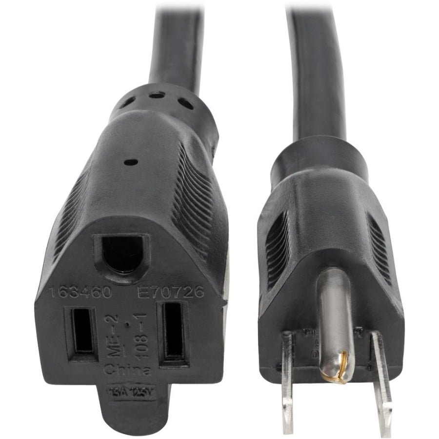 Tripp Lite 15ft Power Cord Extension Cable Heavy Duty 14AWG 5-15P 5-15R 15A 15' - 120 V AC Voltage Rating - 15 A Current Rating - Black