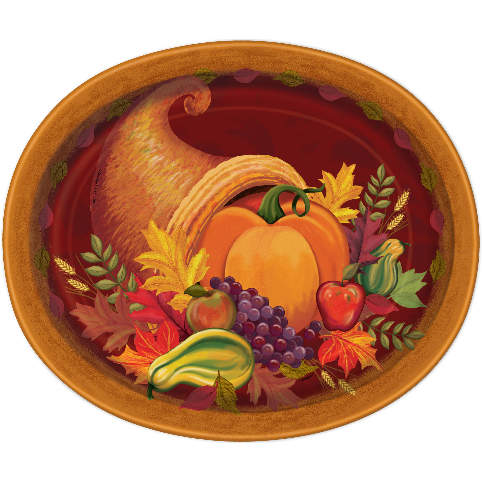 12" Harvest Fall Oval Paper Platters, 8ct