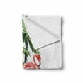 thumbnail image 2 of Flamingo Soft Flannel Fleece Blanket, Watercolor Island Composition Exotic Forest Leaves and Hibiscus Spring in Hawaii, Cozy Plush for Indoor and Outdoor Use, 50" x 70", Multicolor, by Ambesonne, 2 of 6