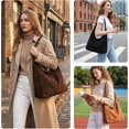 thumbnail image 5 of Gocvo Light Brown Hobo Bags for Women, Casual Hobo Handbags with Zipper Pouch, Soft Slouchy Bag for Work Travel, 5 of 5