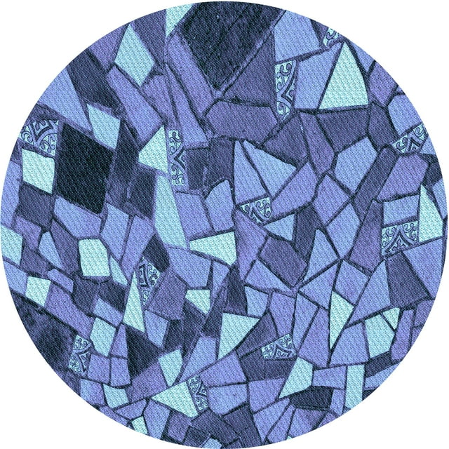 Ahgly Company Tapis d'Intérieur Rond Lavable en Machine Bleu Cristal Transitionnel, 3 Pieds Rond