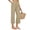 Khaki, variant on Womens Mint Green Linen Blend Cropped Pants High Waisted Wide Leg with Pockets Elastic Waist,Size S