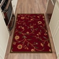 thumbnail image 5 of Ottomanson Non-Slip Indoor Entryway Rug 1'10.5" x 3' – Low Pile Stain Resistant Door Mat, Floral Red, 5 of 7