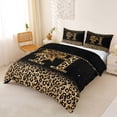 thumbnail image 3 of Erosebridal Chic Cheetah Print Queen Duvet Cover Set, Personalized Initial H Bedding, Black Brown, Black Reversible 3-Piece, 1 Duvet Cover and 2 Pillowcases (No Comforter), 3 of 6