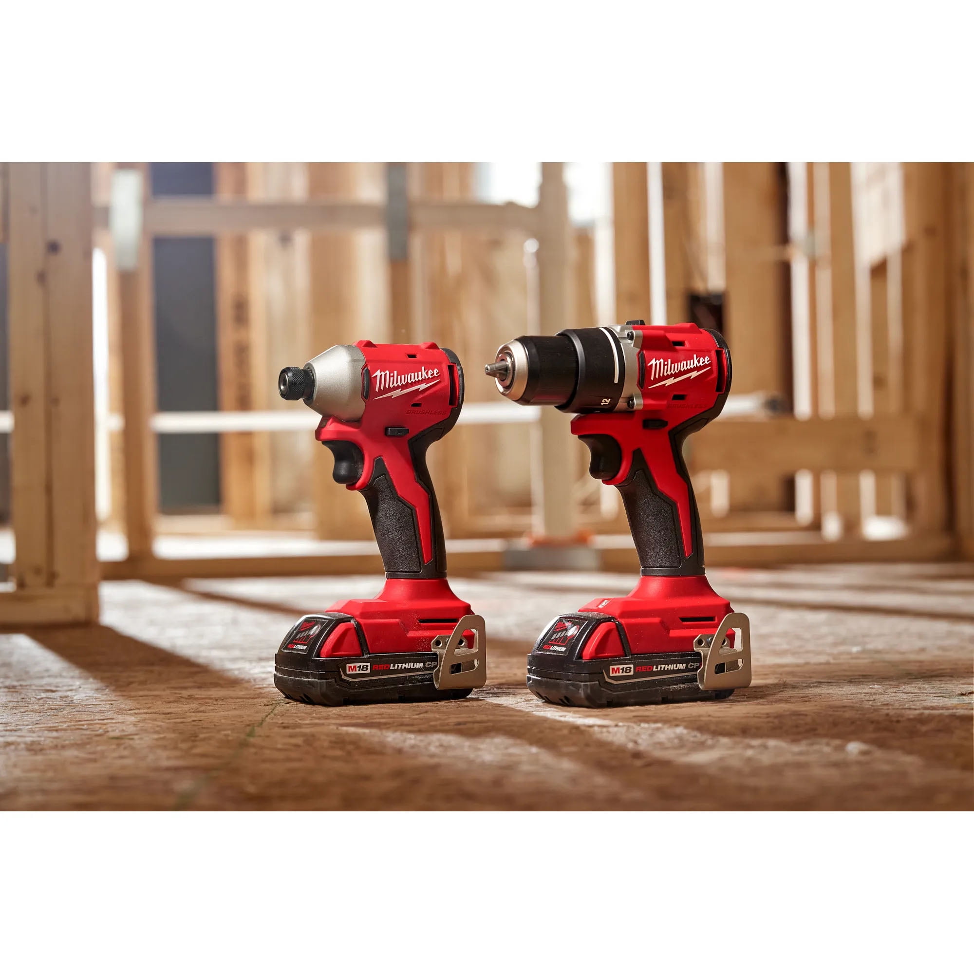 MILWAUKEE M18 Compact Brushless 2-Tool Combo Kit (3692-22CT) – Drill & Impact Driver Set with (2) Batteries, Charger & Bag