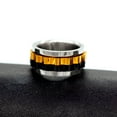 thumbnail image 4 of Fashion Black Gold Two Tone Gear Spinner Rings for Mens Stainless Statement Rings for Dad Boyfriend Birthday (Size 8), 4 of 7