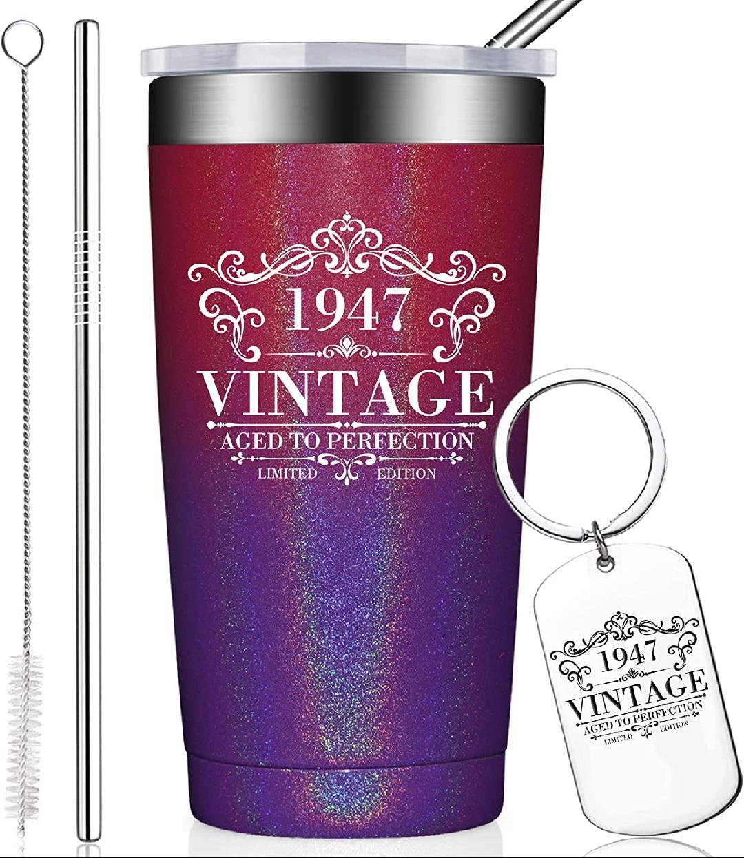 1947 75Th Birthday Gifts For Women - Funny Turning Seventy Five Anniversary  Presents For Dad Mom Grandma Grandpa Friend - 75 Years Old Birthday Party  Decorations - 20Oz Tumbler Cup With Straw - Walmart.com