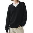 thumbnail image 1 of Suéteres de Punto Grueso con Cuello en V para Mujer, Estilo Casual, Cálidos y con Cuello. Negro XXL, 1 of 9