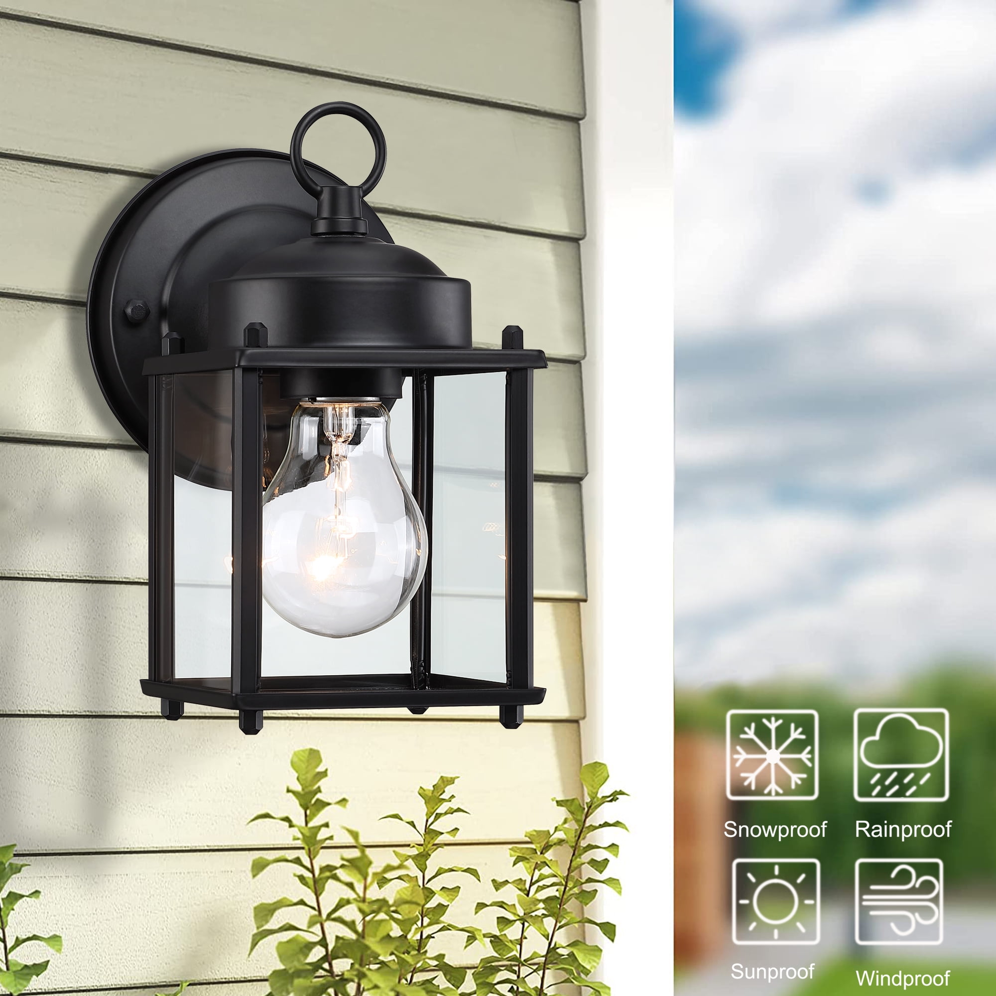 8.06"H Outdoor Wall Lights Matte Black Outdoor Light Fixtures Wall Mount Porch Lighting for House, Hallway, Garage, Doorway 2-Pack