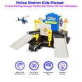 thumbnail image 3 of City Rescue Squad and Police Rescue Cars 2-Level Parking Storage Set with 15 Metal Die-Cast Pull Back Toy Cars Set, 3 of 6