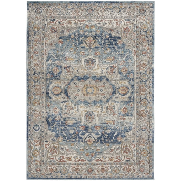 Nourison Concerto Persian Ivory Blue 5'3" x 7'3" Area Rug, (5x7)