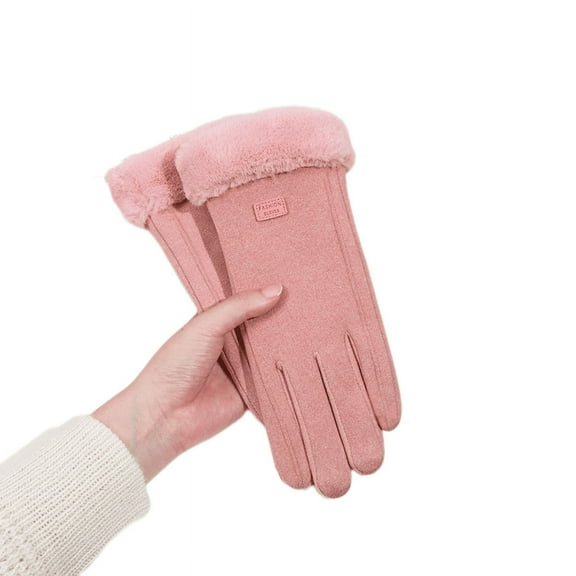 Gloves Winter Women Plus Velvet Touch Screen Warm Cold Plus Thick Velvet Windproof Cycling Pink