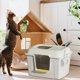 thumbnail image 1 of Caja de arena para gatos con tapa, bandeja de arena para gatos, inodoro grande para gatos con cubierta elevada, orinal para gatos pequeños y medianos, Blanco Yinane Bandeja de arena para gatos con capucha, 1 of 8