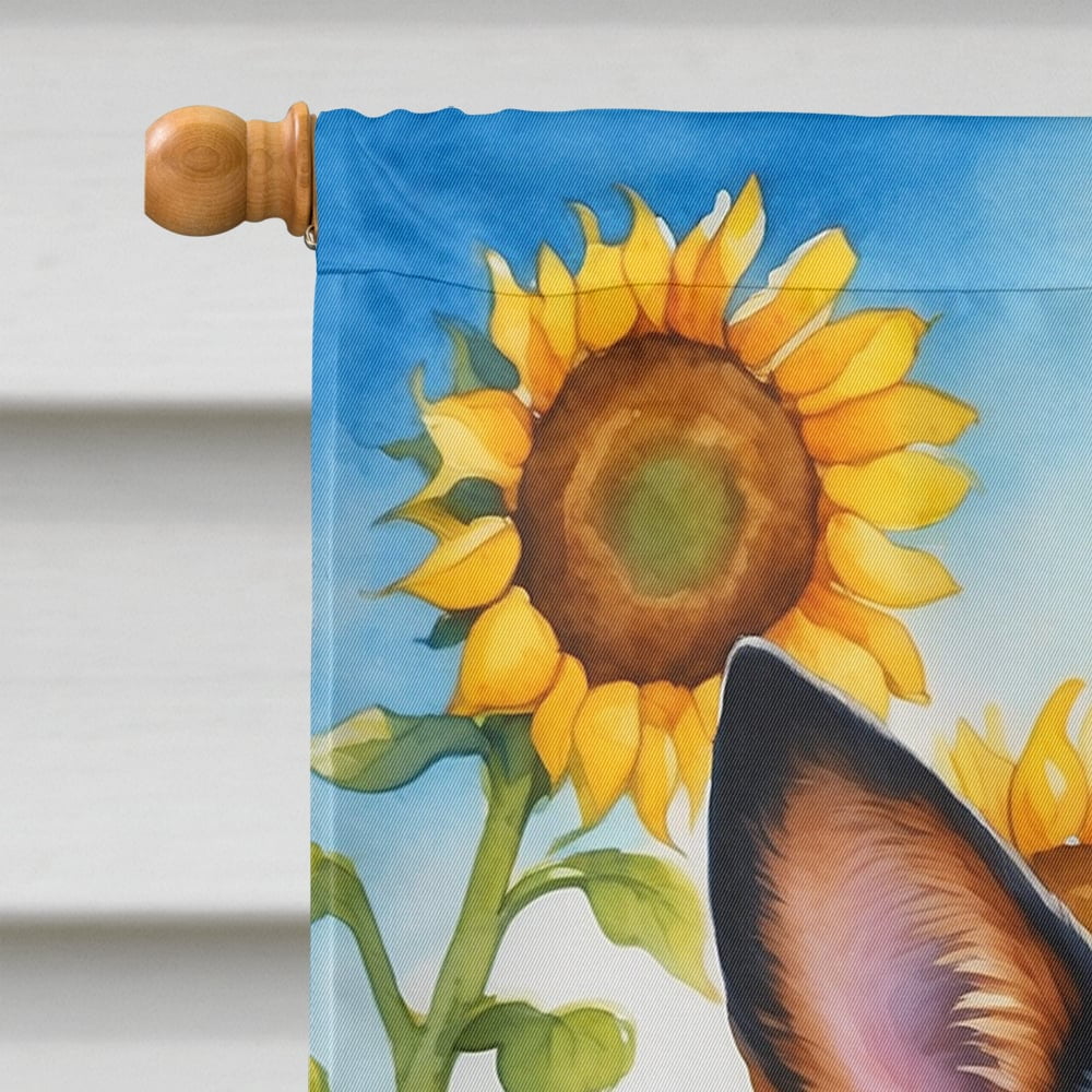 Australian Cattle Dog in Sunflowers House Flag 28 in x 40 in