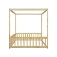thumbnail image 4 of Miniyam Full Size Canopy FloorBed with Guardrails for Kids and Teens, Natural, 4 of 7