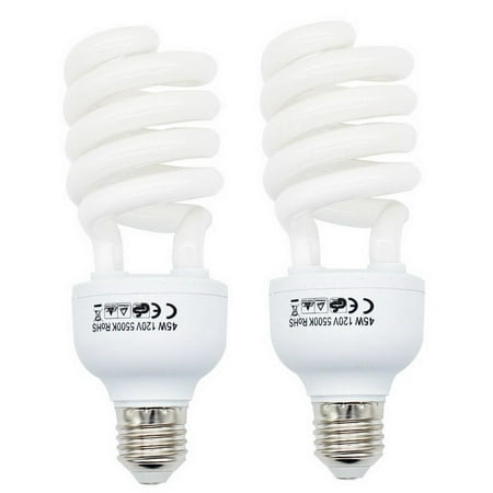 Zimtown 2x 45W 5500K Photo Studio Energy Saving Day Light Bulbs Compact Fluorescent
